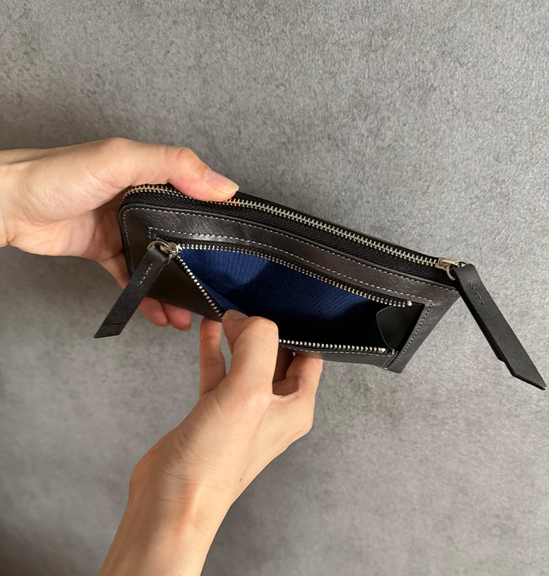 L Zip Wallet | 「霧（Kiri）」夜霧のようなグラデーションのコンパクト長財布