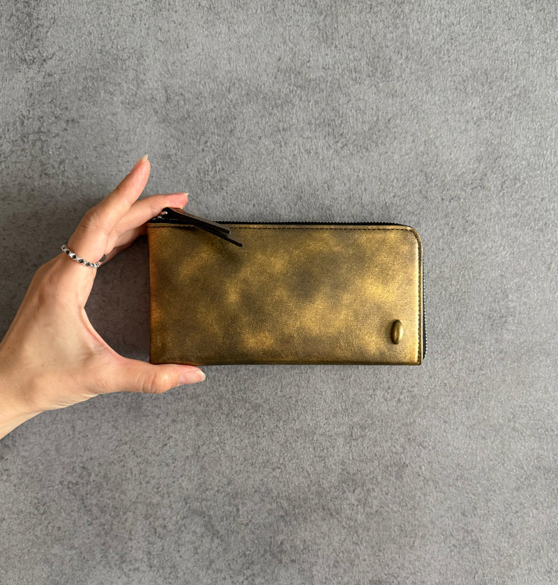 L Zip Wallet | 「霧（Kiri）」夜霧のようなグラデーションのコンパクト長財布