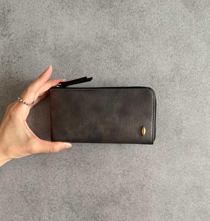 L Zip Wallet | 「霧（Kiri）」夜霧のようなグラデーションのコンパクト長財布