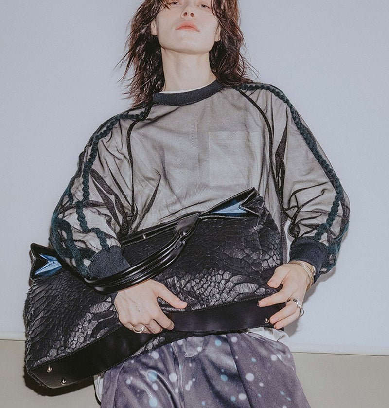 Large Tote（ラージトート）｜和紙×ウールのスネークエンボスバッグ - Coquette Online Shop