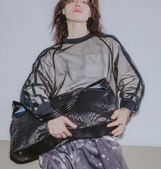 Large Tote（ラージトート）｜和紙×ウールのスネークエンボスバッグ - Coquette Online Shop