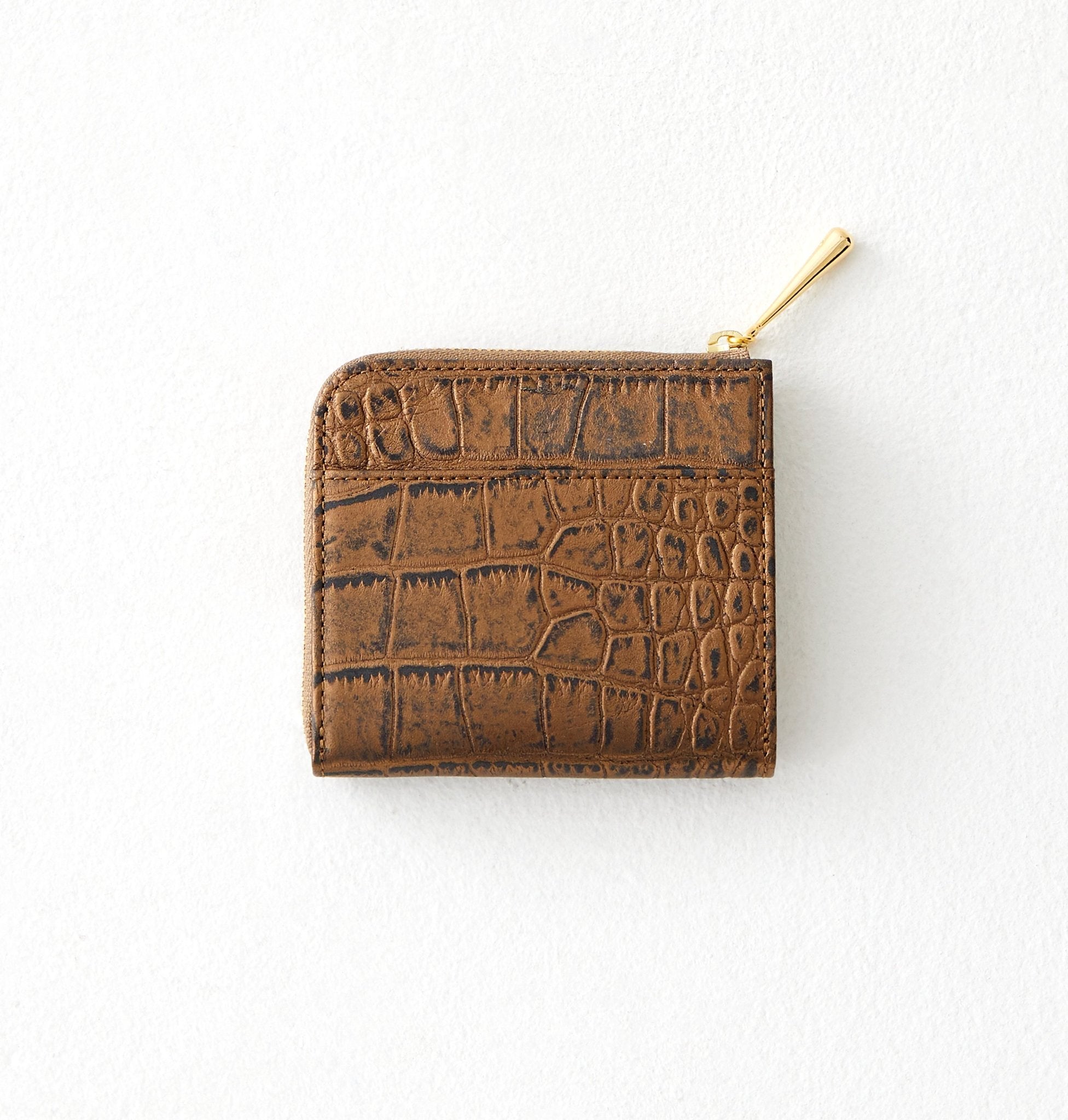 Lzip S (クロコ型押し牛革）ミニ財布 made in japan 革小物・バッグ